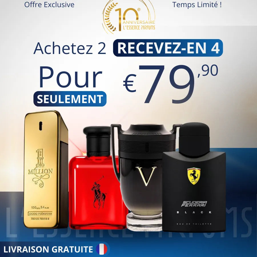 4 Parfums pour Homme - (100ml) - Invictus Victory | Polo RED | 1 Million | Ferrari Black