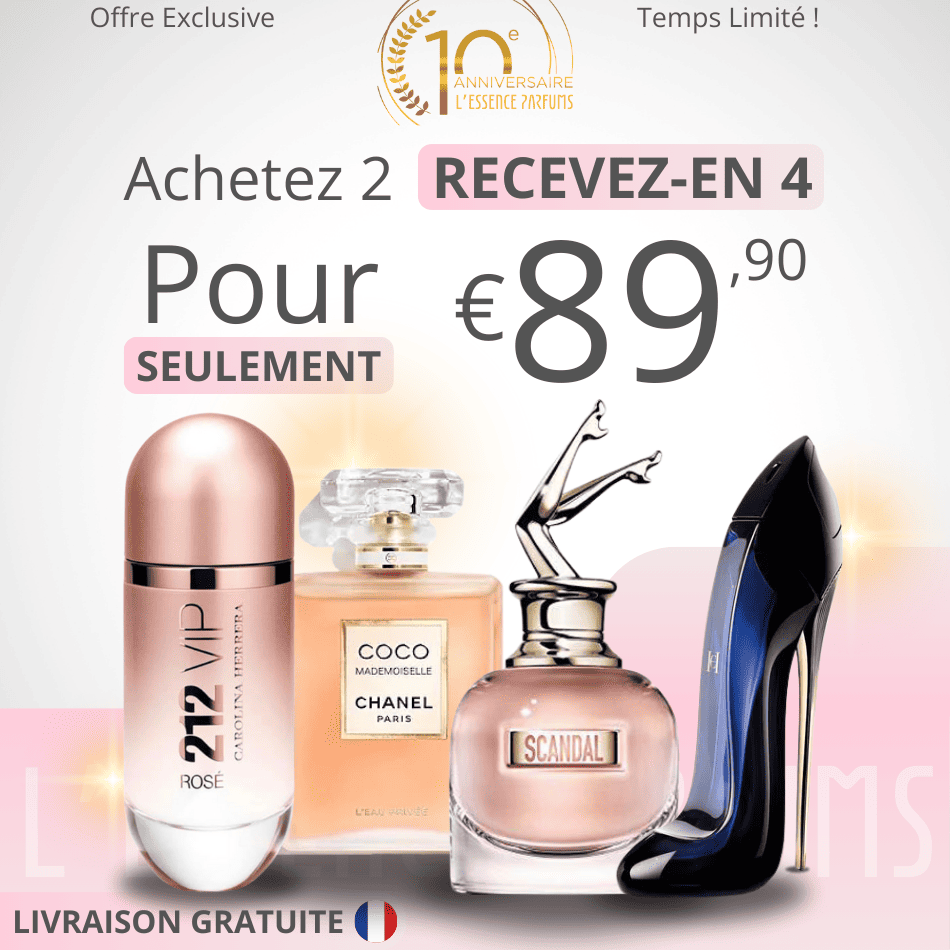 4 Parfums pour Femme - 100ml - 212 VIP Rosé | Chanel Nº 5 | Good Girl | Scandal