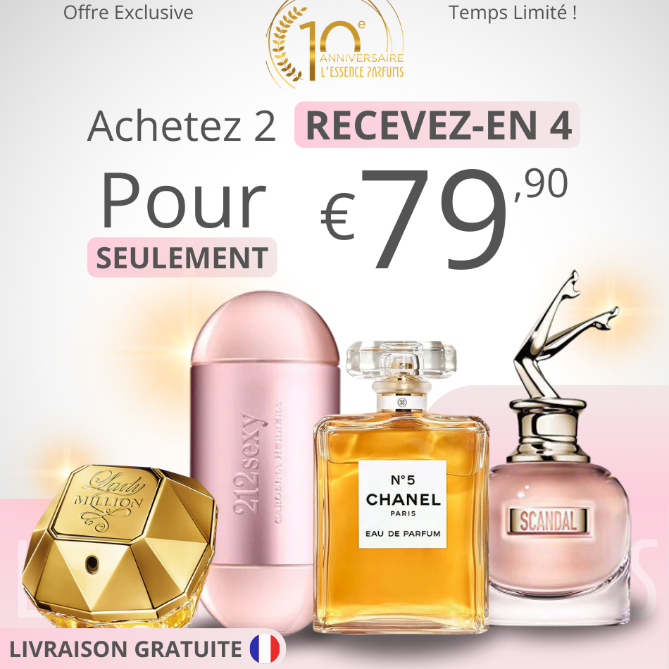 4 Parfums pour Femme - 100ml - Chanel 5 | Scandal | 212 VIP Sexy | Lady Milion