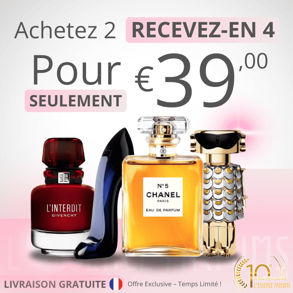 4 Parfums - L'Interdit Rouge, Carolina Herrera GOOD GIRL, Chanel Nº5 et Paco Rabanne FAME (ACHETEZ 2, RECEVEZ-EN 4)