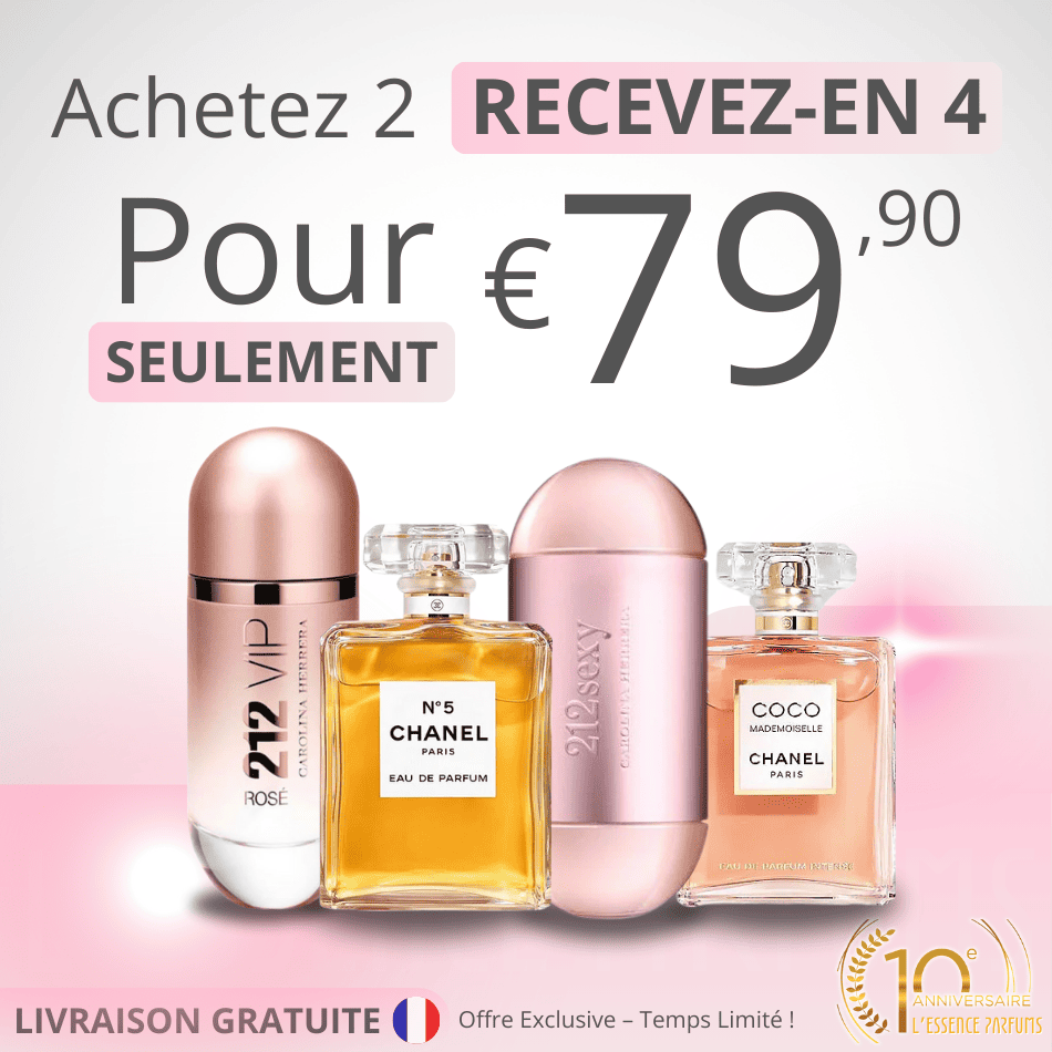 4 Parfums pour Femme - 100ml - Mademoiselle | 212 VIP Rose | CHANEL N5 | 212 VIP Sexy