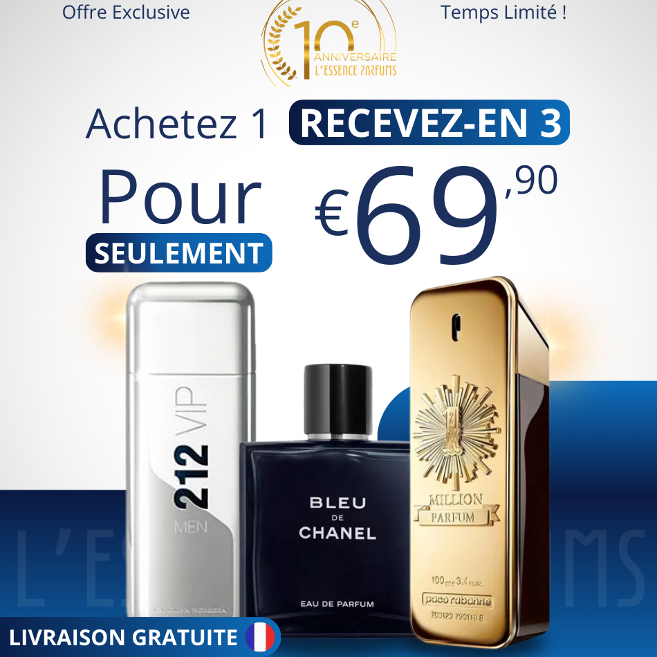 3 Parfums pour Homme - 100ml - 212 Vip Men | BLEU | 1 Million