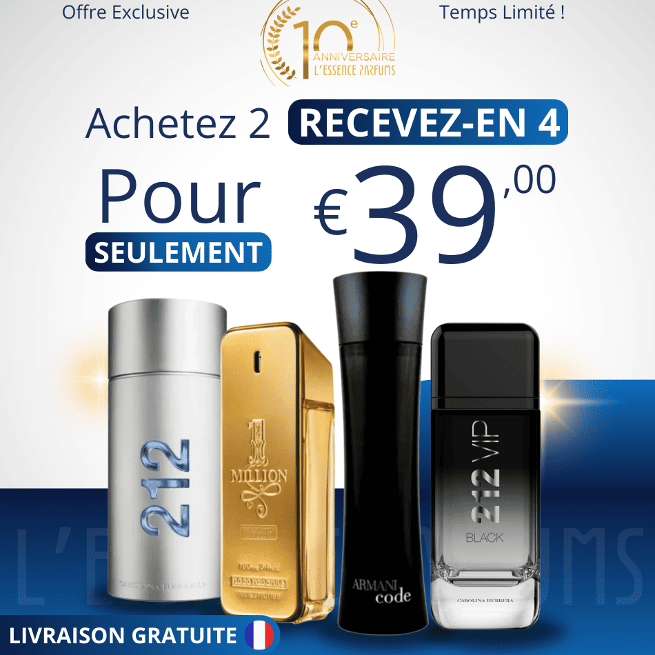 4 Parfums - 212 Vip Black, 212 Men NYC, Paco Rabanne One Million, Armani Code Homme (ACHETEZ 2, RECEVEZ-EN 4)