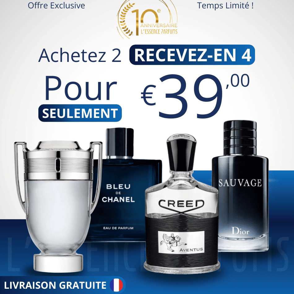 4 Parfums - Invictus, Creed Aventus, Bleu de Chanel, Dior SAUVAGE (ACHETEZ 2, RECEVEZ-EN 4)