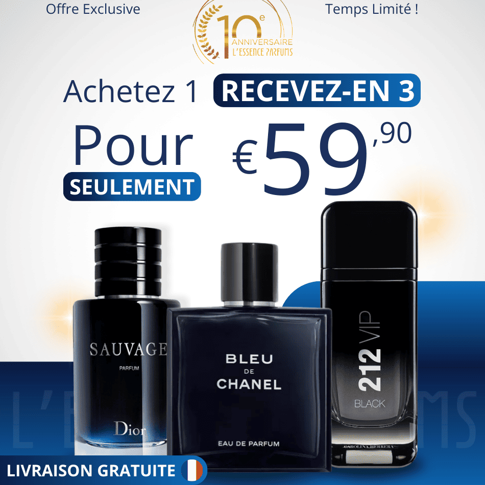 3 Parfums pour Homme - (100ml) - 212 VIP Black | Bleu de Chanel | Sauvage