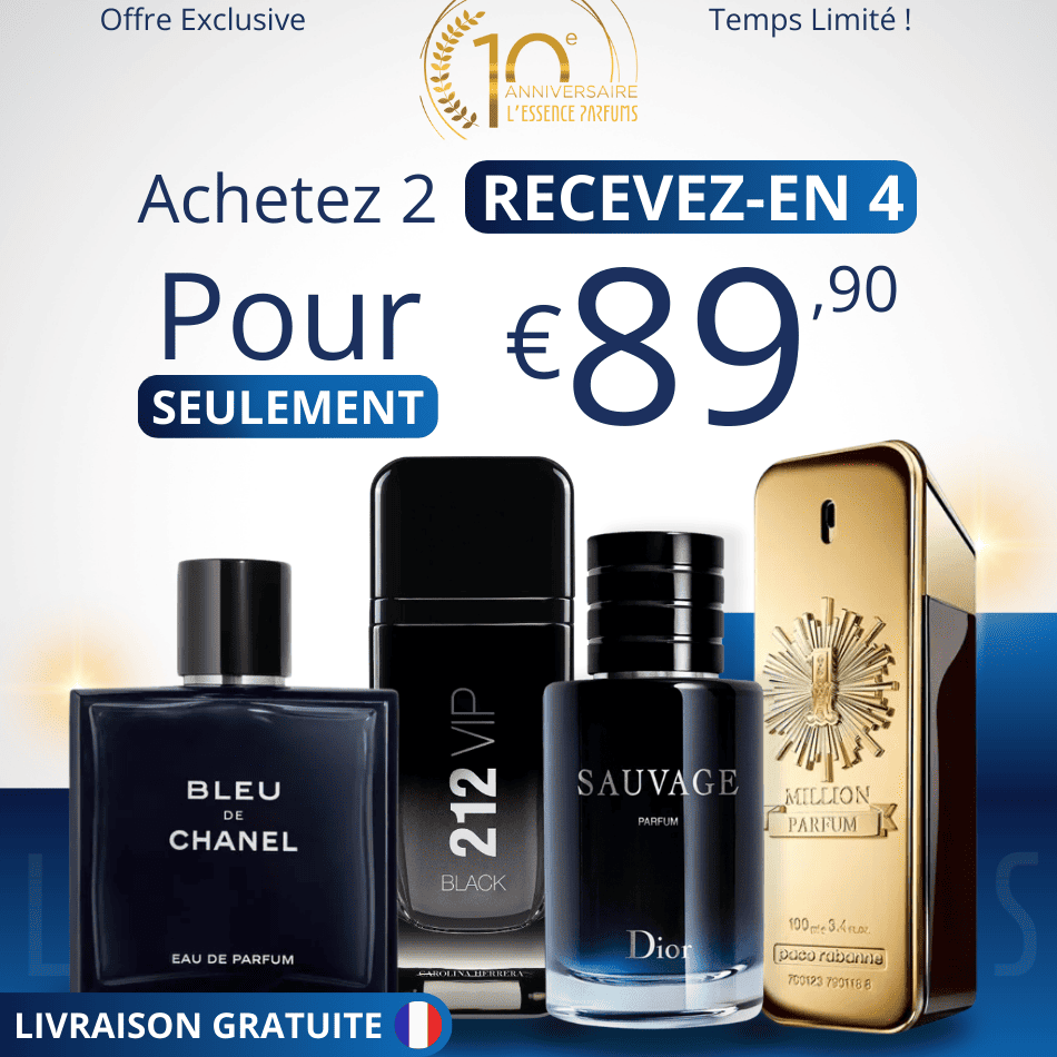 4 Parfums pour Homme - (100ml) - 1 Million | Bleu de Chanel | Sauvage | 212 VIP Black